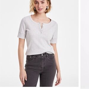 ON 34th - Women's Short Sleeve Ribbed Henley Tee - Macy’s